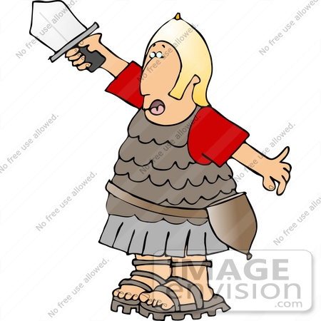 Roman Soldier In Uniform Holding Up A Sword Clipart    14431 By Djart