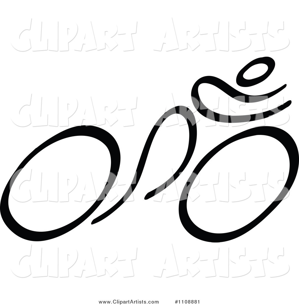 Vector  1108881   Black And White Stick Drawing Of A Cyclist