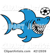 Vector  212039   Blue Shark Playing Soccer