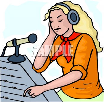 Clip Art Image  Female Dj On The Air In The Control Room Of A Radio