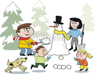 Family Playing In Snow Cartoon Stock Image And Royalty Free Vector