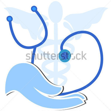 Hand With Blue Glove Holding A Stethoscope In Background The Staff Of