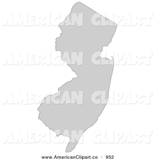 Illustration Of A Gray State Silhouette Of New Jersey United