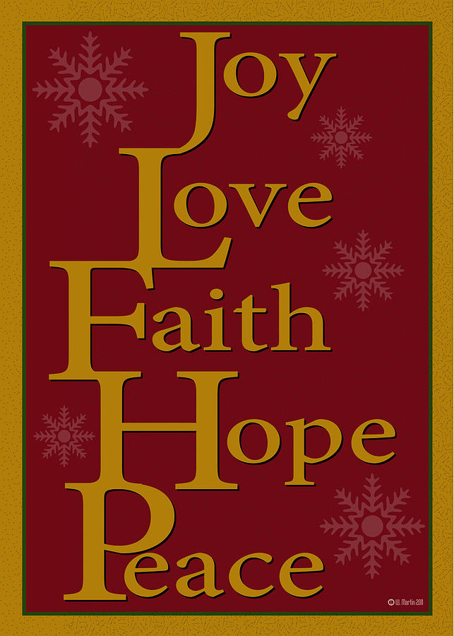 Joy Love Faith Hope Peace Christmas Card Digital Art