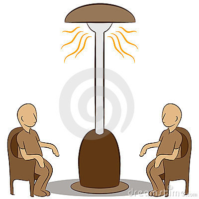 People Sitting Under A Lamp Heater Royalty Free Stock Images   Image