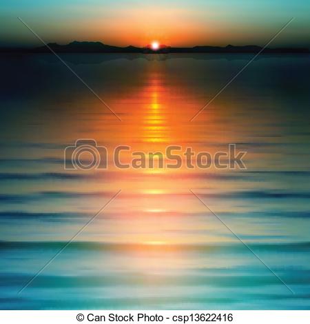 Clip Art Of Abstract Background With Sunset And Mountains   Abstract