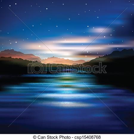 Clip Art Vector Of Abstract Background With Sunrise And Mountains