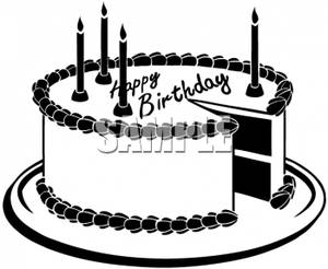 Happy Birthday Cake Clipart Black And White Black And White Happy