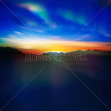 Nature   Abstract Nature Background With Mountains And Aurora Borealis