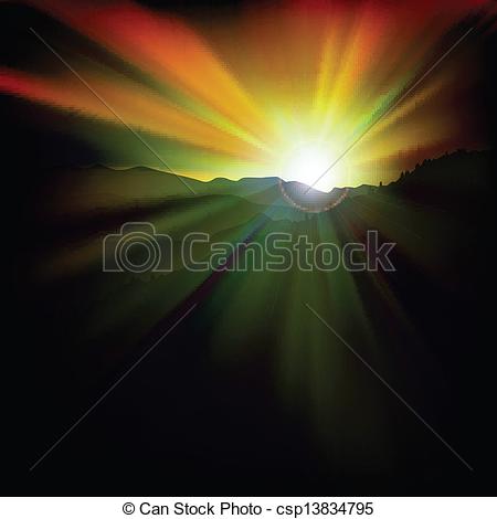 Vectors Of Abstract Background With Sunset And Mountains   Abstract