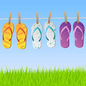 Image Of A Colorful Scene With Flip Flops Hanging On A Clothes Line