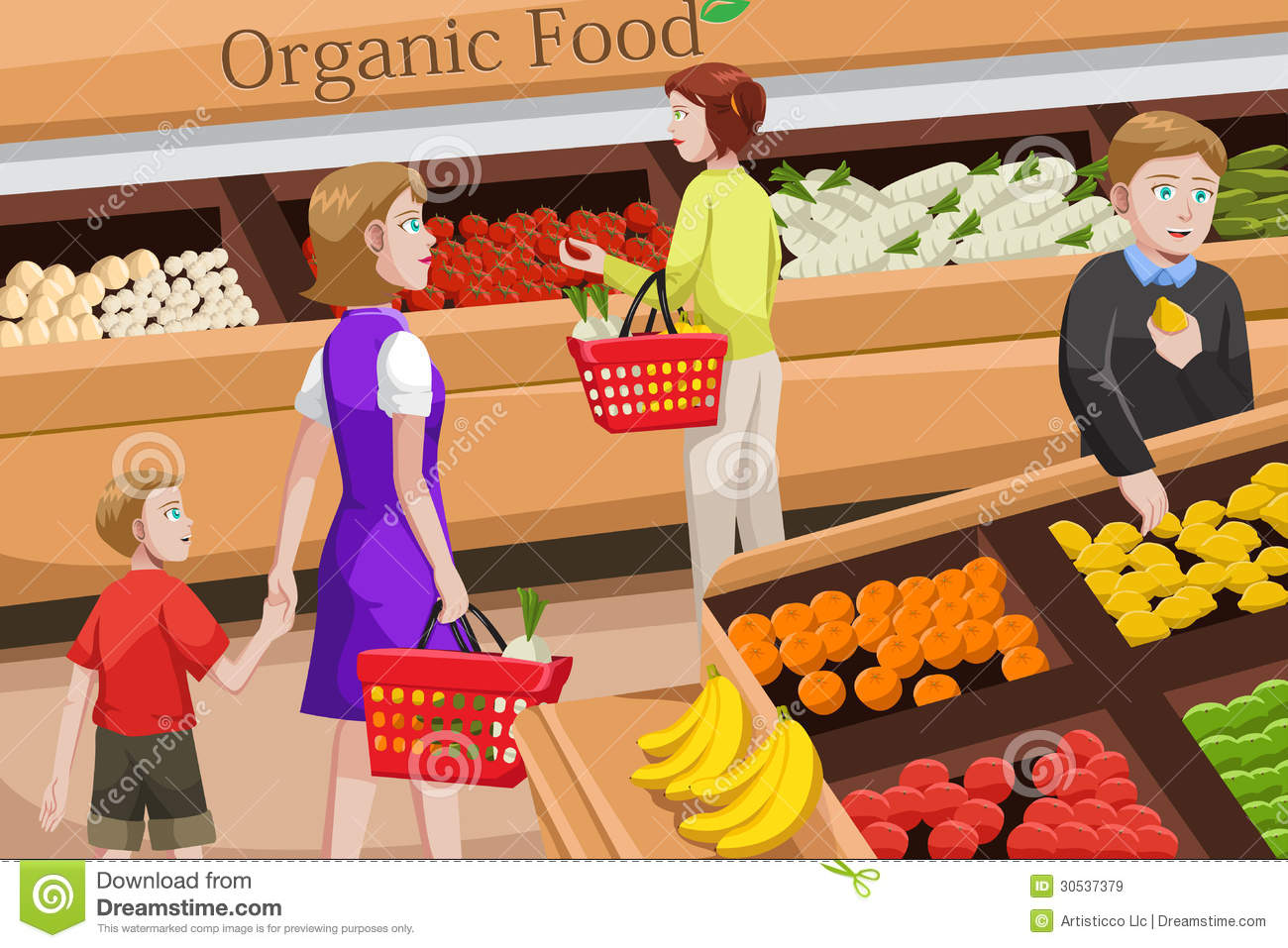 People Shopping For Organic Food Royalty Free Stock Images   Image