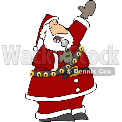 Santa Singing Karaoke Christmas Music Clipart   Djart  5172