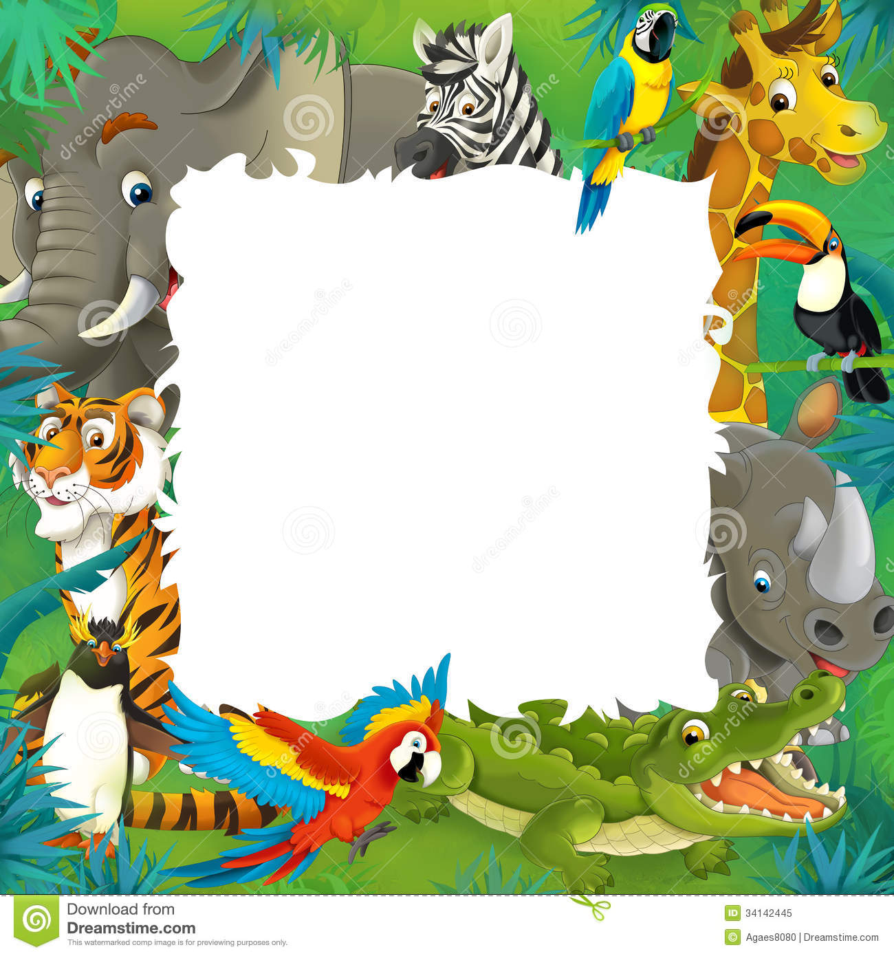 Cartoon Safari   Jungle   Frame Royalty Free Stock Photo   Image