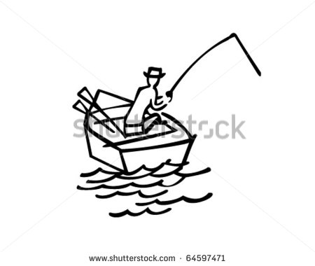 Gone Fishing   Retro Clipart Illustration   64597471   Shutterstock