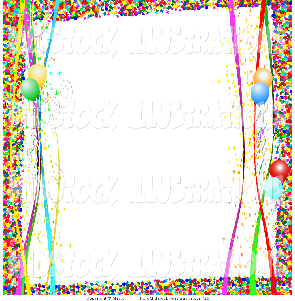 Illustration Of A Colorful Confetti Party Border With Streamers And