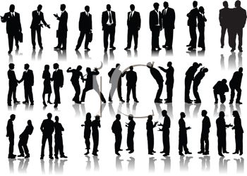 Silhouettes Of Business Men And Women   Royalty Free Clip Art Picture