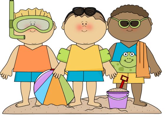 Summer Kids At The Beach Clip Art