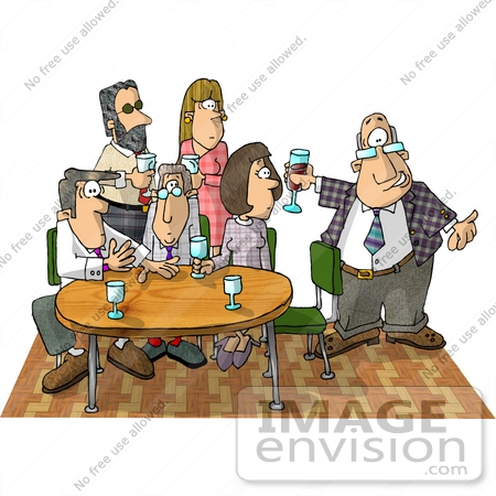 Two Women And Four Men At An Office Party Clipart    18859 By Djart