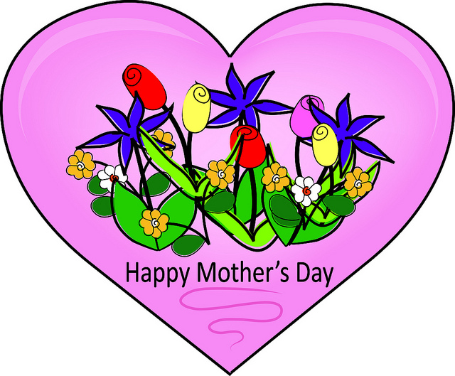 Clip Art Illustration Of A Happy Mother S Day Heart With Flowers