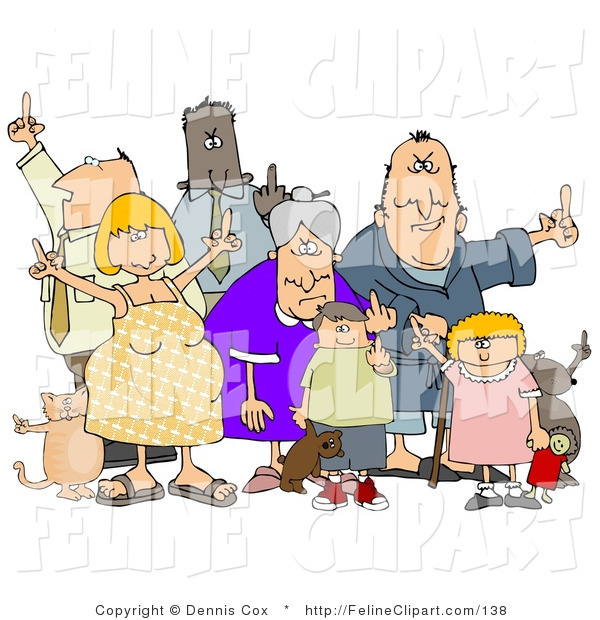 Feline Clip Art Of A Mob Of Mad People Of All Ages And Mixed