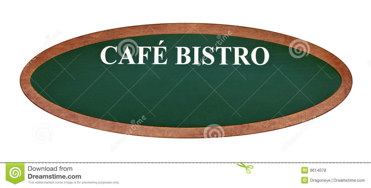 French Cafe Bistro Sign Board Oval Shape Isolated On White Background