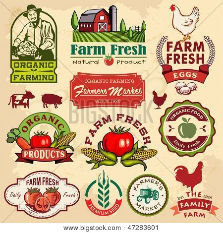 Photo Of Collection Of Vintage Retro Farm Labels And Design Elements