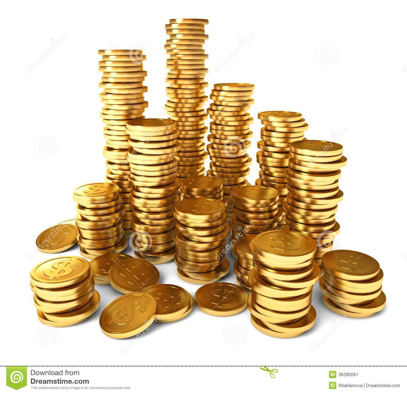 Pile Of Gold Coins  Conceptual Illustration  Isolated On White