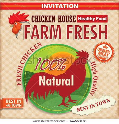 Vintage Farm Fresh Chicken Poster Stock Vector Illustration 144553178