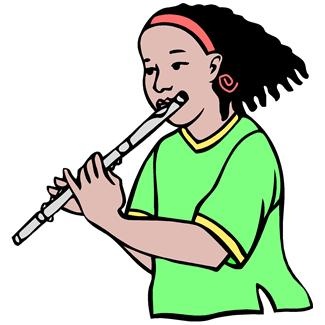 Young Girl Playing Flute   Clip Art Art Online Young Girls