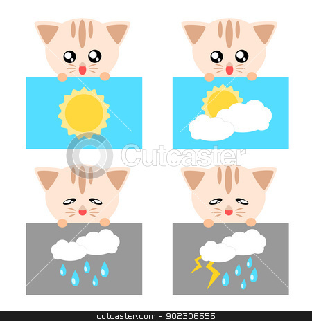 Cat Weather Icon Illustration Stock Vector Clipart Paper Weather Icon