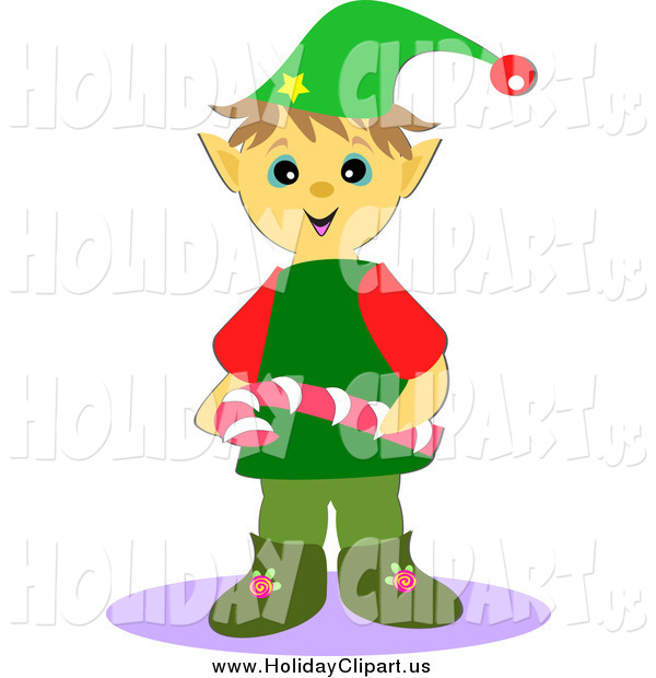 Holiday Clip Art Of A Christmas Elf Holding A Candy Cane By Bpearth