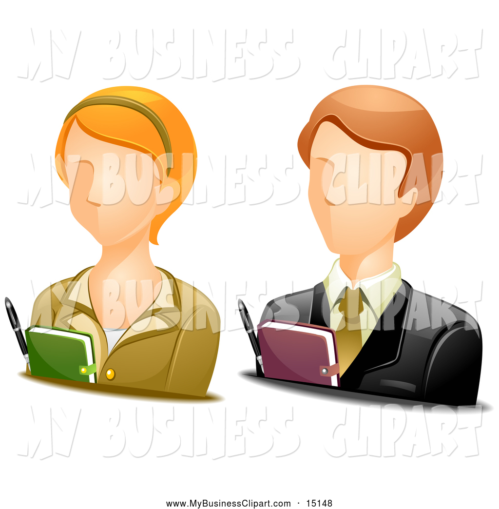Larger Preview  Vector Clip Art Of Male And Female Secretary Avatars