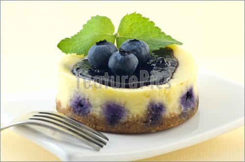 Picture Of Mini Blueberry And Lemon Cheesecake With Selective Focus