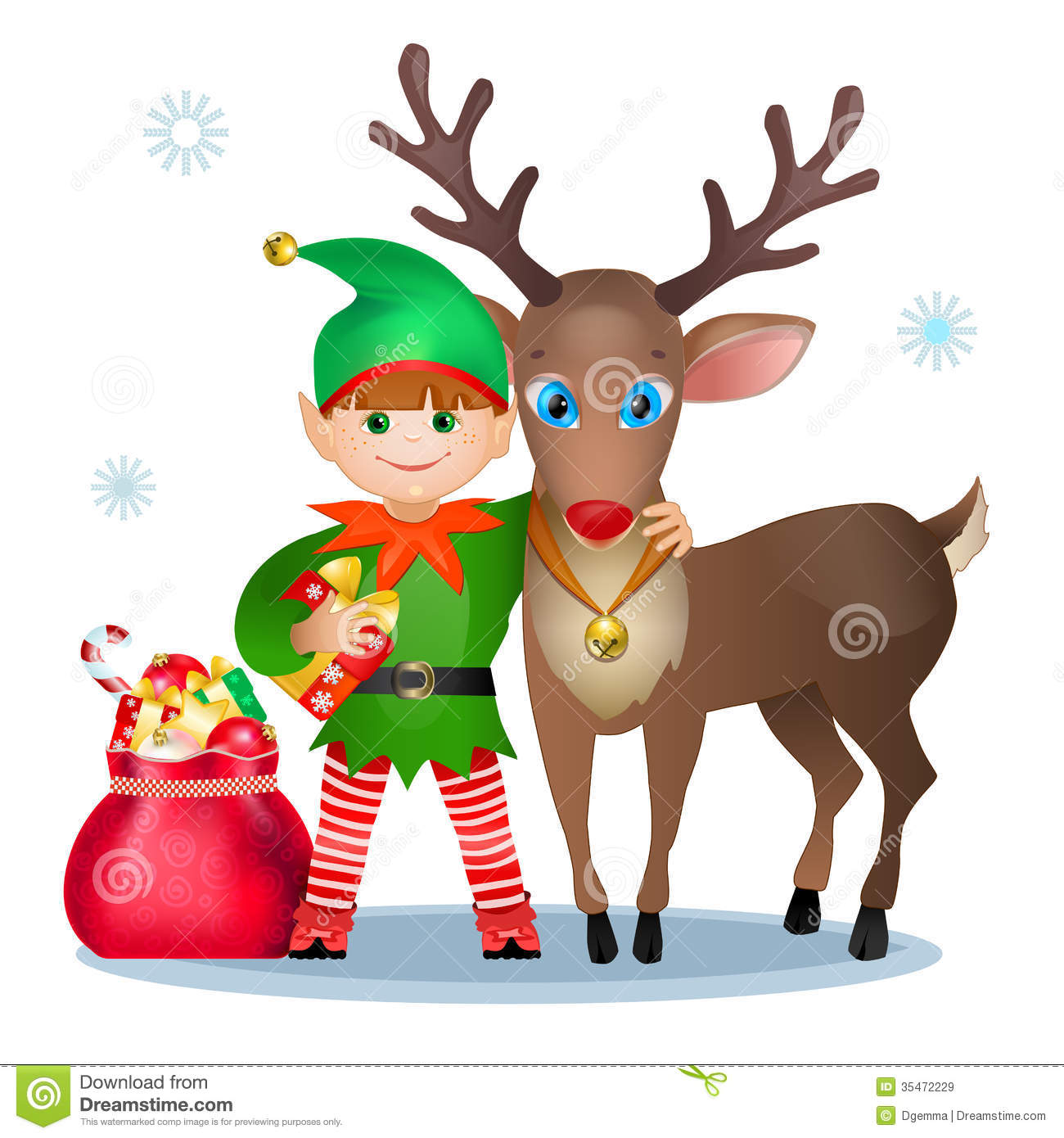 Royalty Free Stock Images  Funny Elf And Reindeer