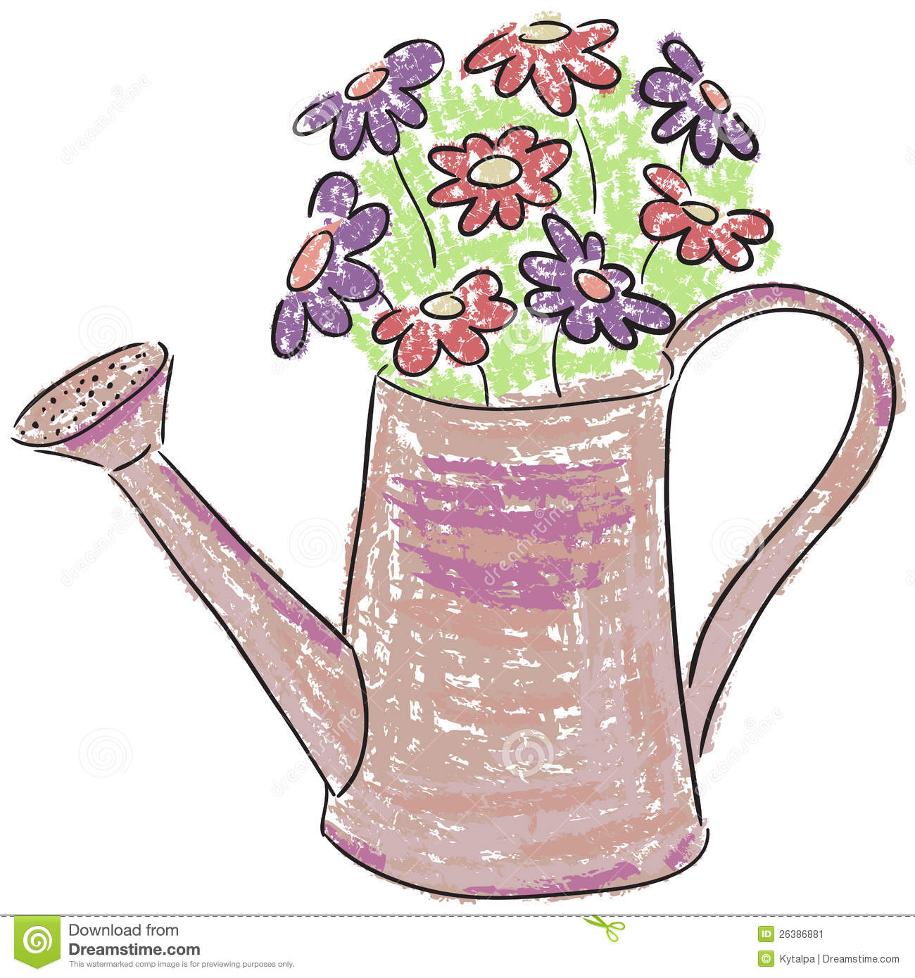 Watering Can With Flowers Clipart Pink Watering Can Clipart