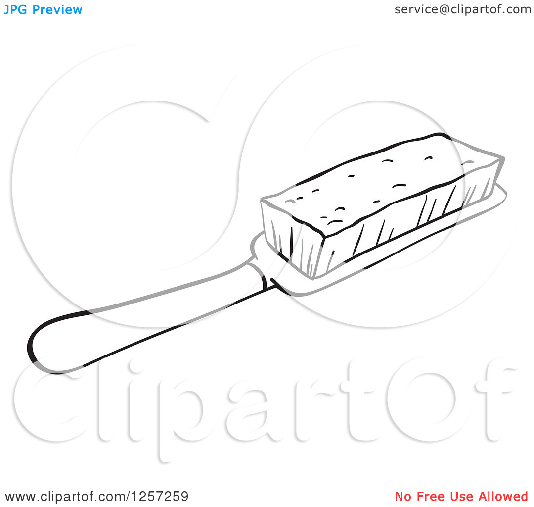 Clipart Of A Black And White Brush   Royalty Free Vector Illustration