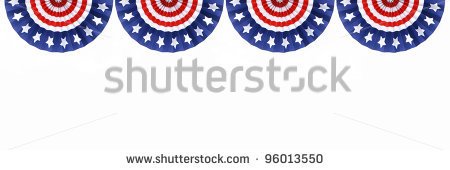 Four Us Flag Buntings Isolated On White Background With Room For Your