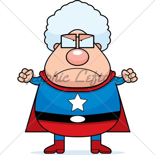 Frowning Person Cartoon A Cartoon Superhero Grandma