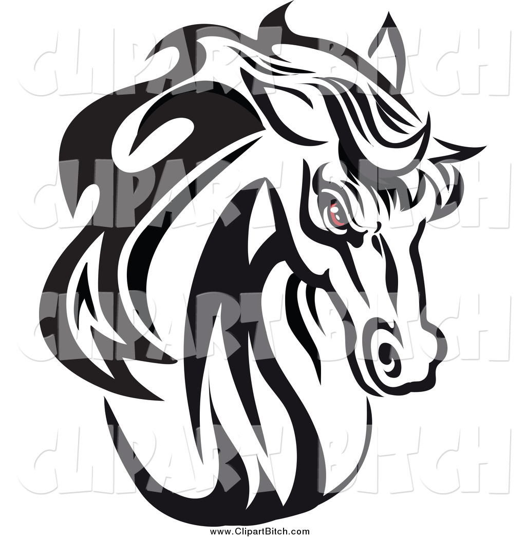 Horse Head Clipart Black And White Clip Vector Art Of A Red Eyed Black