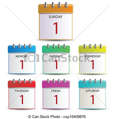 Illustration Of Calendar Days Of The Week Csp15409876   Search Clipart