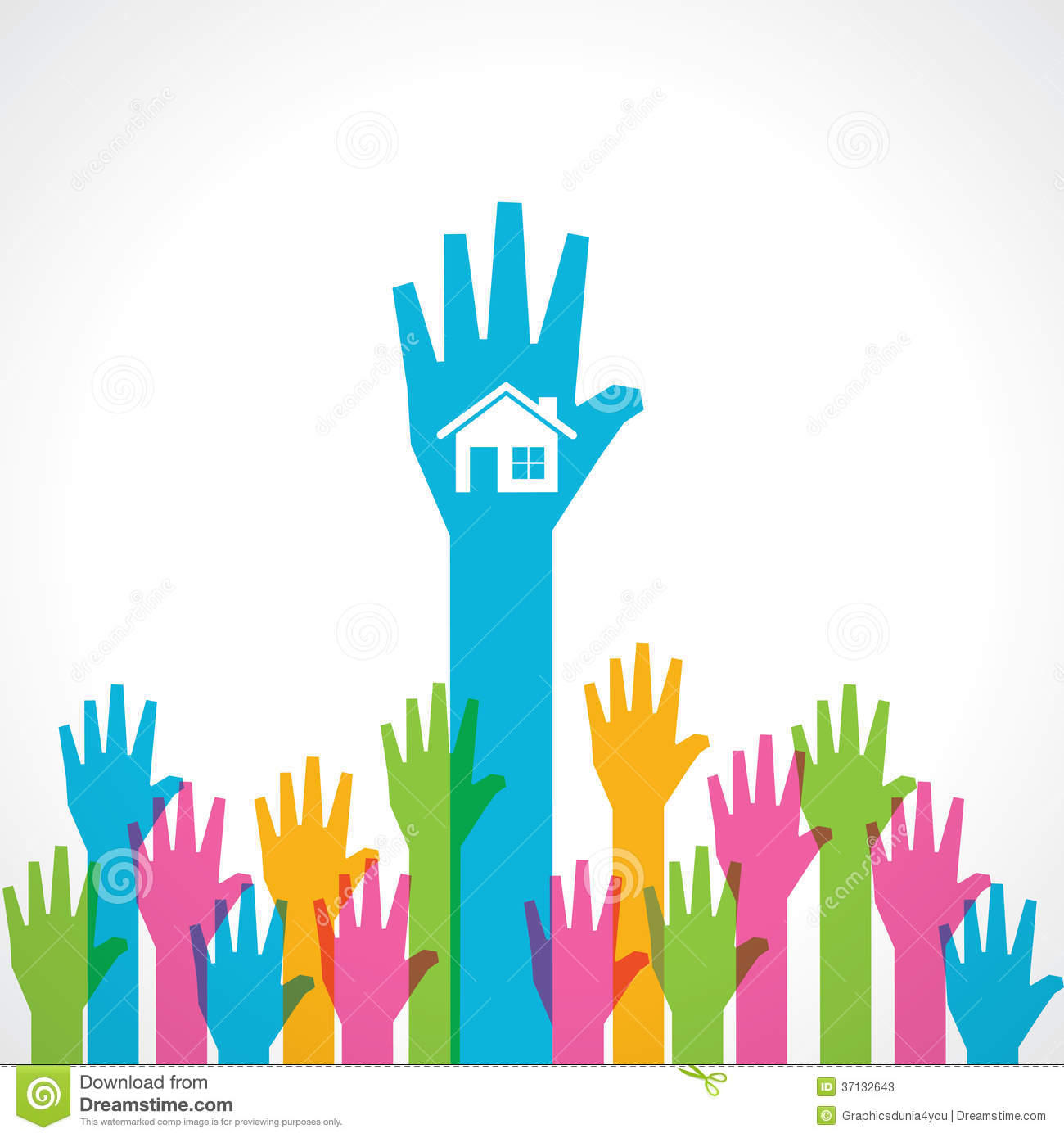 More Similar Stock Images Of   Colorful Helping Hand With Home Icon