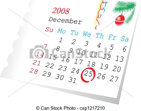 Page December 2008 The 25 Th Date Is    Csp1217210   Search Clipart