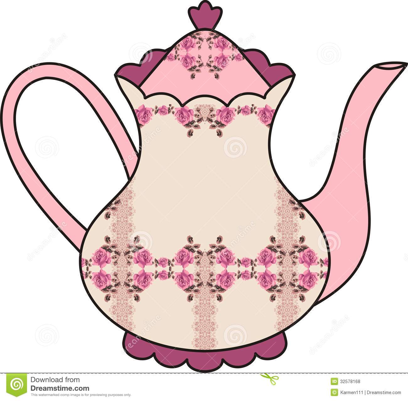 Royalty Free Stock Photos  Floral Roses Teapot  Time For Tea   Shabby