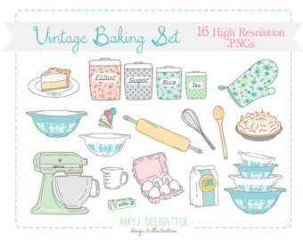 Vintage Baking Kitchen Clip Art Set For Personal And Commercial Use