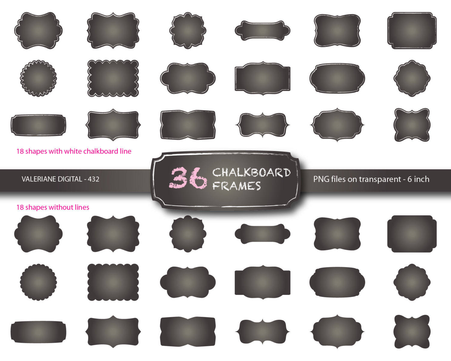 36 Chalkboard Frame Or Label Chalkboard Clip By Valerianedigital