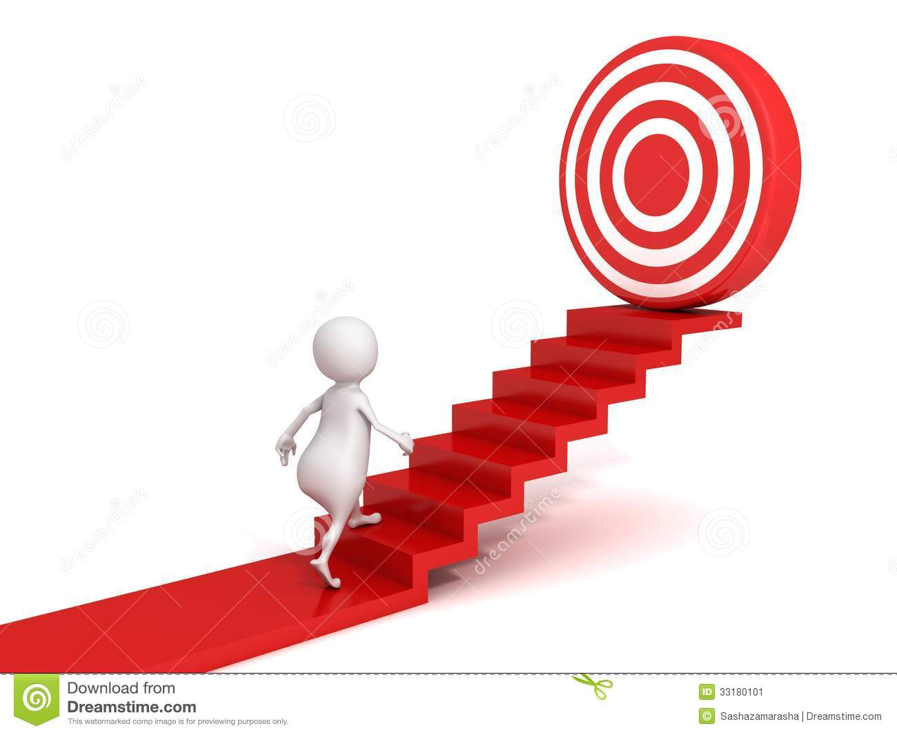 3d Man Walking Up To Target On Success Ladder Stock Image   Image    
