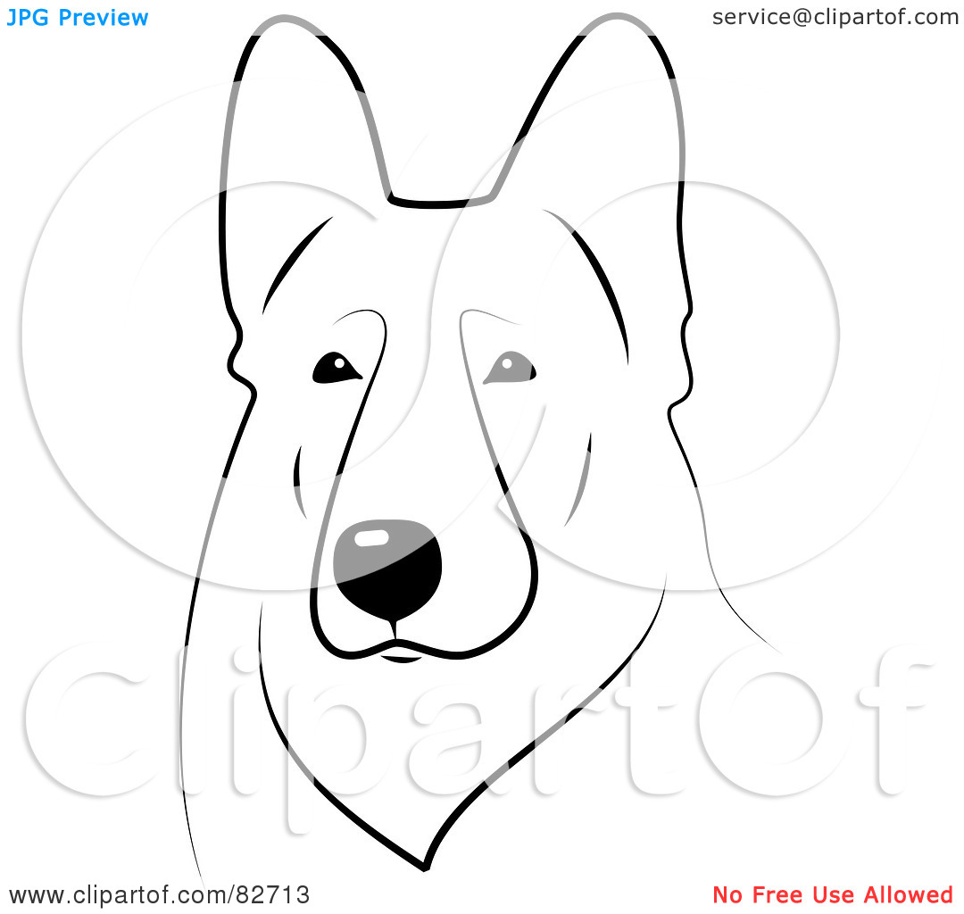 Clipart Illustration Of A Black And White Sketched German Shepherd