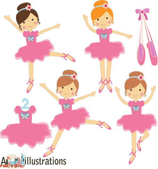 Pink Little Ballerina Dancing Tutu Graphics Clipart Por Aifactory  6    