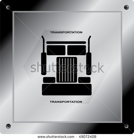 Heavy Truck Silhouette Front View  Vector Design Element On Metal